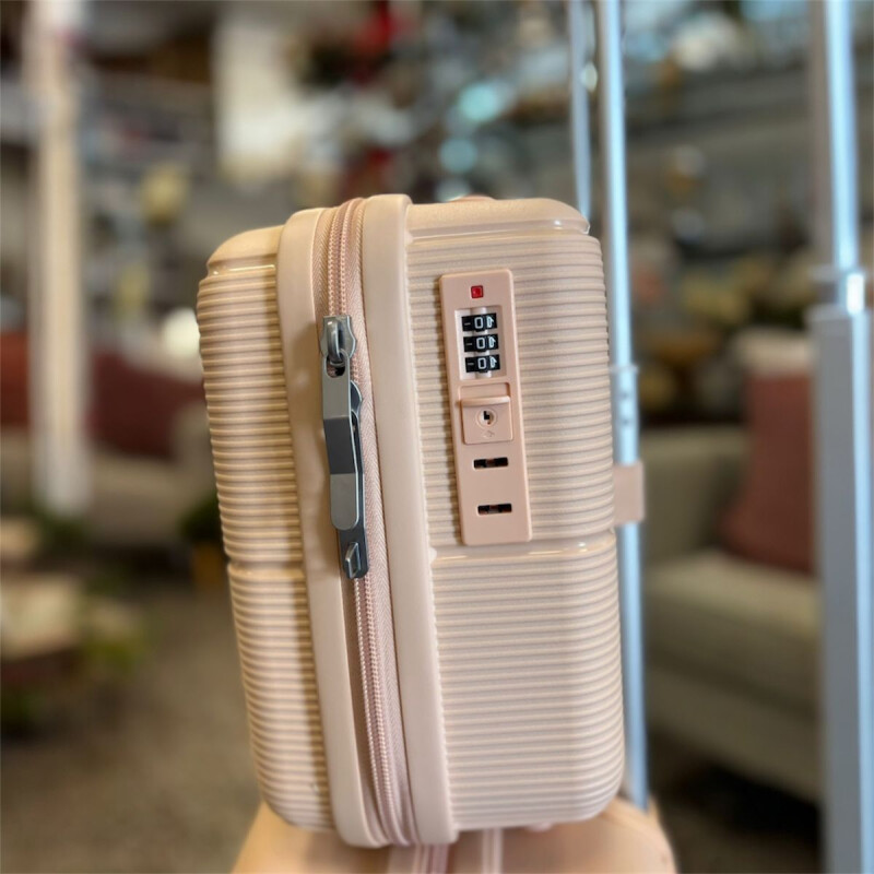 Set Valijas De Viaje Rígidas 2 Piezas Carry On 14” Y Valija 20” Salmón Pastel