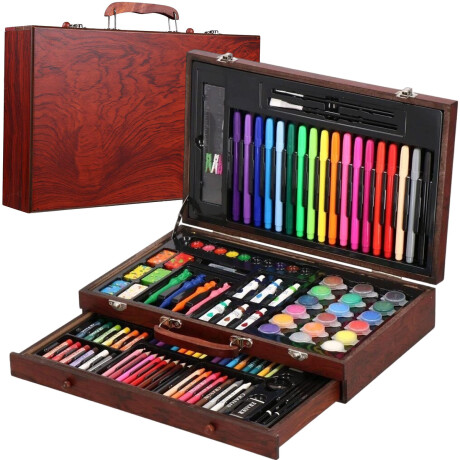 Set Arte Madera 123p Dibujo Valija Escolar Marcador Esc002002