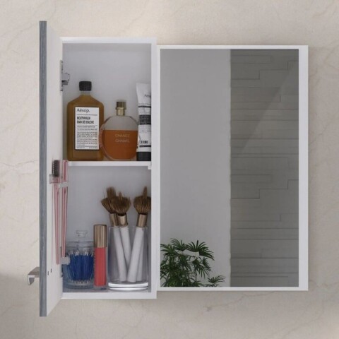 Mueble de Baño Suspendido Sophia 58 cm | Diseño Blanco/Etna Gris con Nichos Laterales y Lavatorio Soft Mueble de Baño Suspendido Sophia 58 cm | Diseño Blanco/Etna Gris con Nichos Laterales y Lavatorio Soft