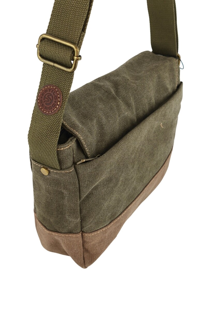 Morral con solapa Verde con Marrón