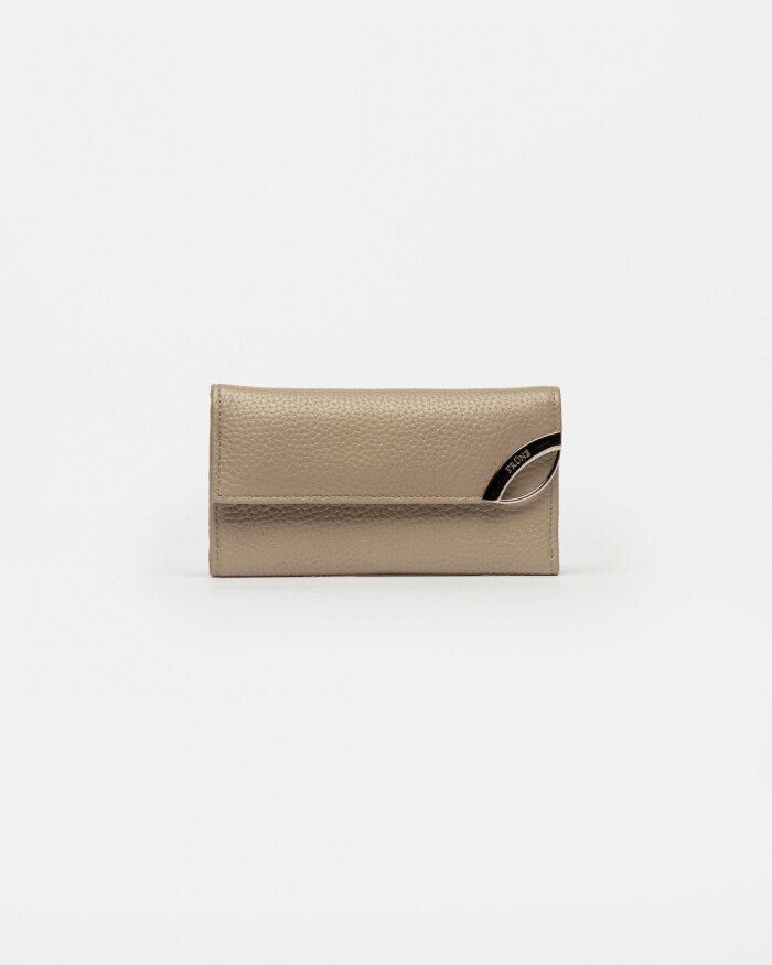 Billetera Katy en cuero graneado Taupe