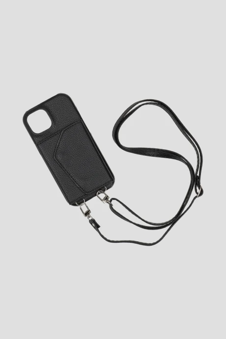 Funda Iphone 15 Con Billetera y Cadena Negro