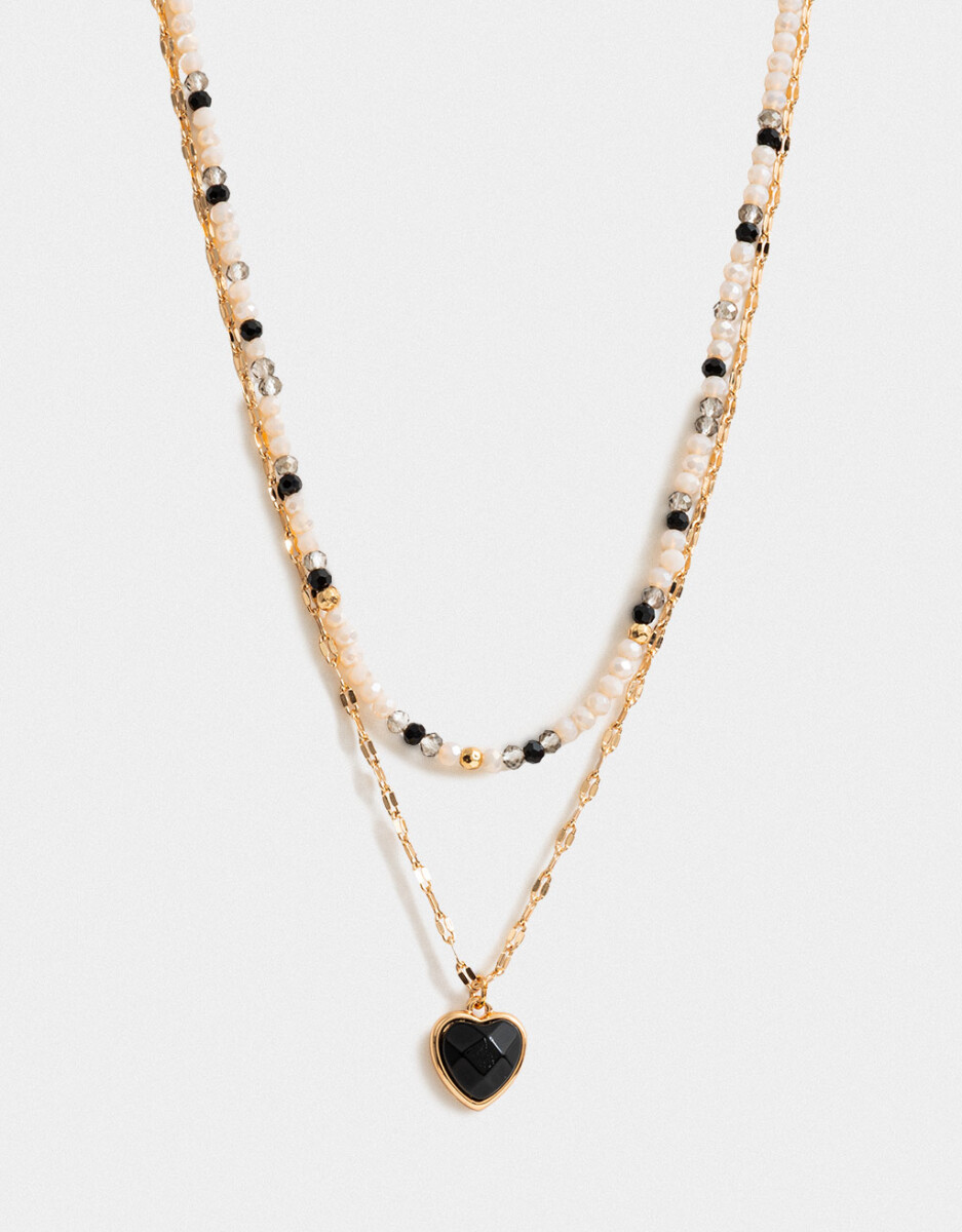 Collar Corto Bañado En Oro Con Piedra Natural 