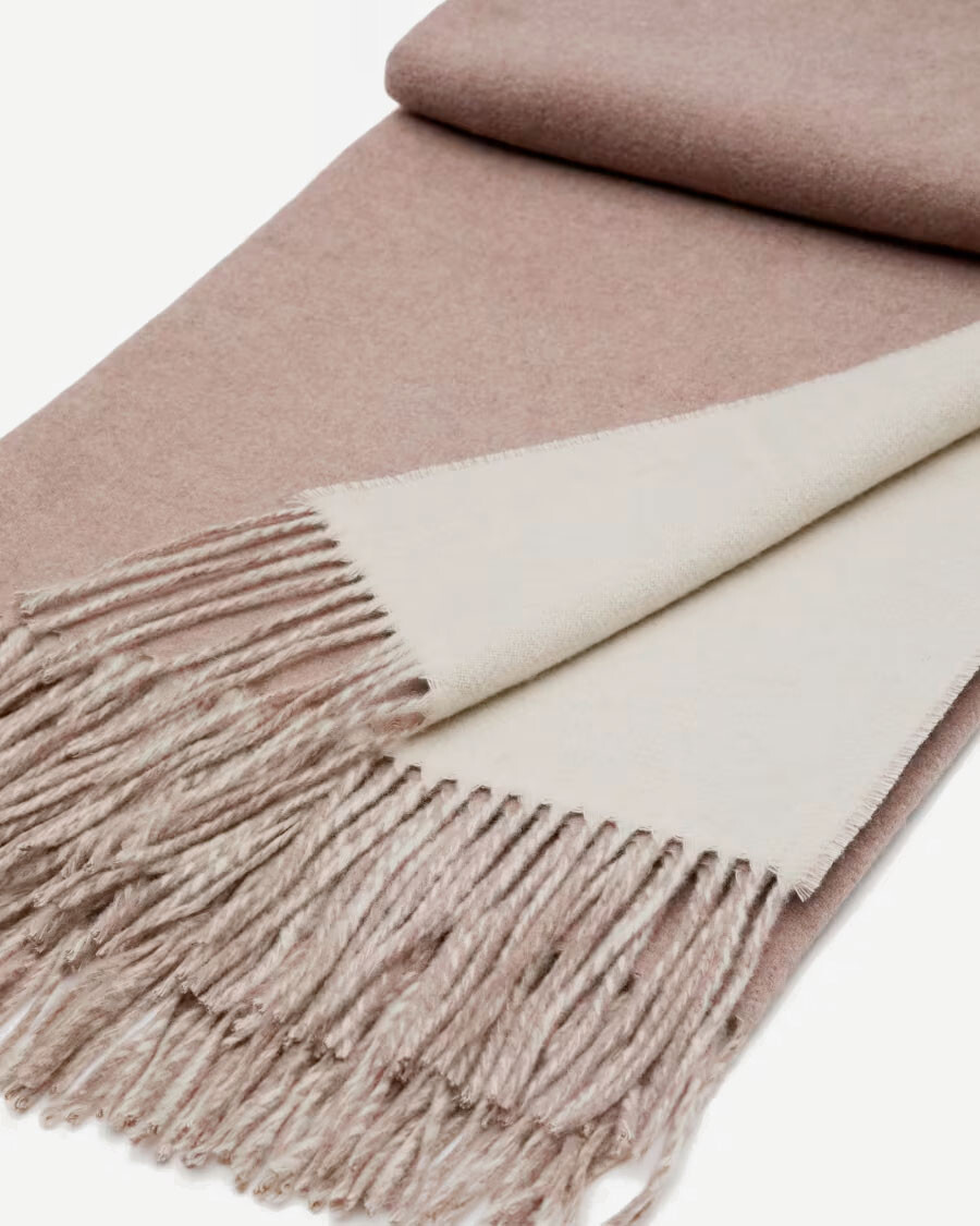 Manta Daiara doble faz mezcla lana marrón melange y beige 170 x 130 cm Manta Daiara doble faz mezcla lana marrón melange y beige 170 x 130 cm