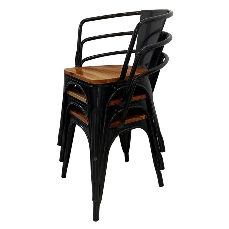 Silla Tolix Metálica Madera Comedor Living Jardín Negro