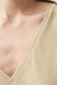 Remera lurex escote V beige
