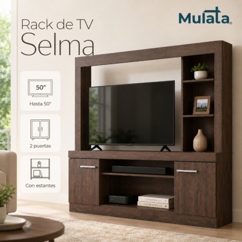 Rack de TV Panelero con Estantes y 2 Puertas - Soporta Televisores de hasta 50" - Color Marrón Rack de TV Panelero con Estantes y 2 Puertas - Soporta Televisores de hasta 50" - Color Marrón