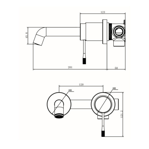GRIFERIA LAVATORIO PARED CUERPO LABRADO EN ORO CEPILLADO - SERIE SIGNATURE BRONCE