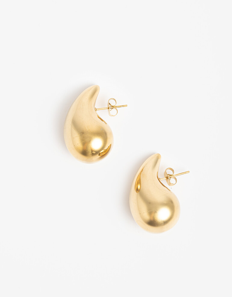 Aros Colgantes Cortos Metal Aros Cortos De Acero - Dorado