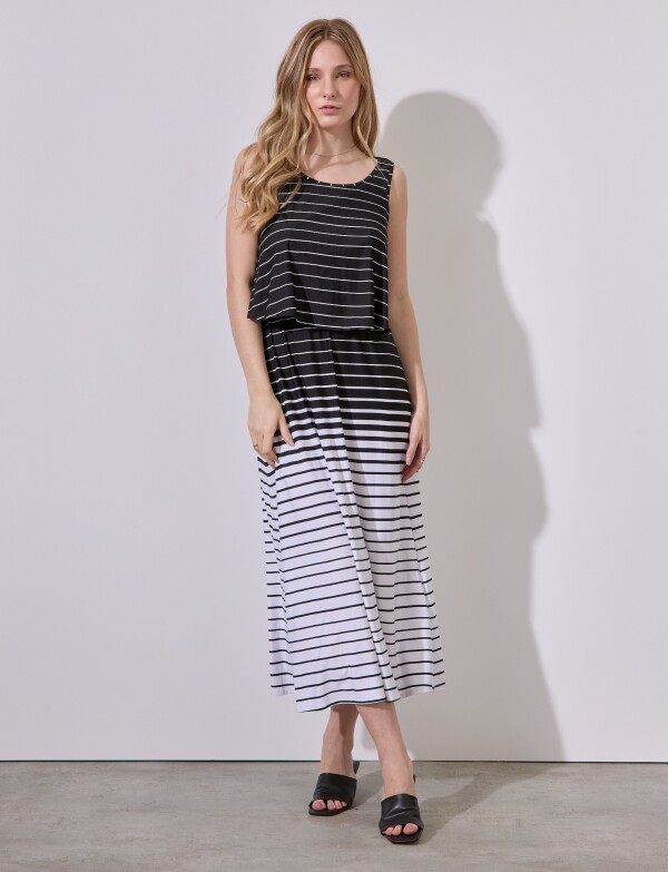 Vestido Maxi Print NEGRO/BLANCO