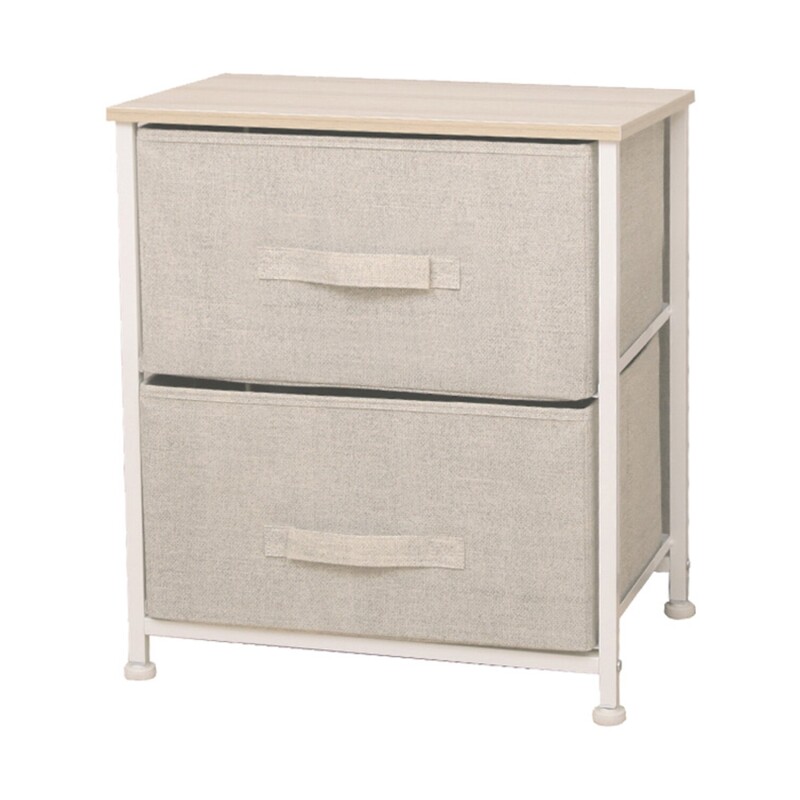 Mueble organizador mesa de luz 2 cestos en tela beige Selecta Mueble organizador mesa de luz 2 cestos en tela beige Selecta
