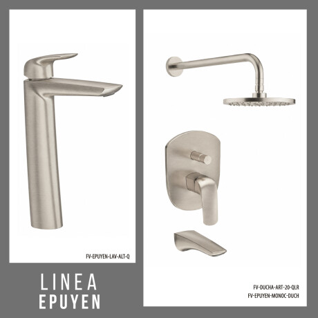JUEGO DE GRIFERIA FV EPUYEN BRUSHED NICKEL GRIS-BRUSHED NICKEL