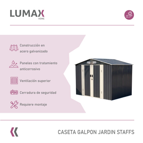 Caseta Galpon Jardin Lumax staffs Gris Oscuro 196x255x195 Caseta Galpon Jardin Lumax staffs Gris Oscuro 196x255x195