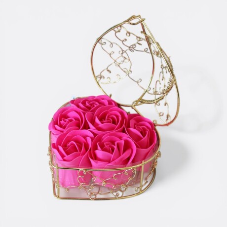 Set Arreglo De Jabones X6 - Caja Corazón Fucsia