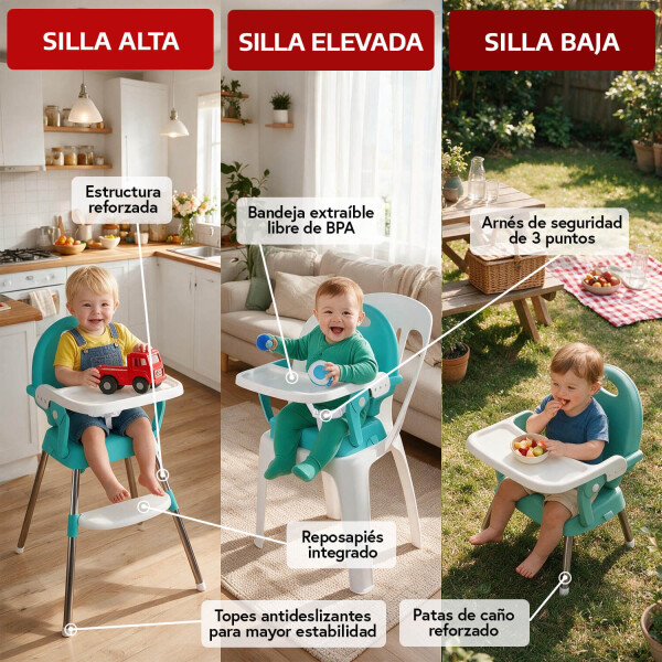 Silla De Bebe Para Comer Plegable Asiento 3 En 1 Arnes Cinturon Seguridad 3 Puntos Imback Color Turquesa Silla De Bebe Para Comer Plegable Asiento 3 En 1 Arnes Cinturon Seguridad 3 Puntos Imback Color Turquesa