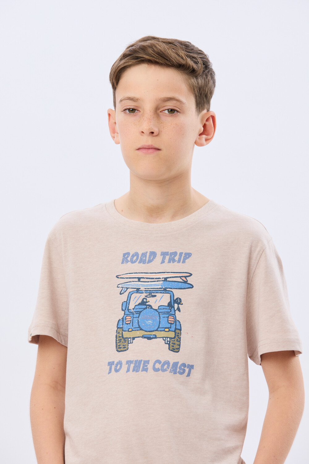 REMERA ESTAMPADA DE ALGODÓN Beige