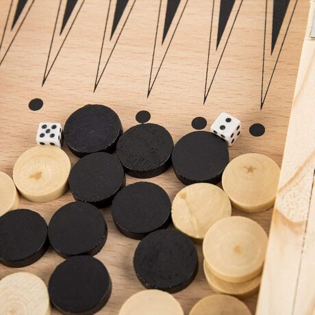 Juego de Mesa 3en1 Madera Ajedrez Damas Backgammon Jug013109