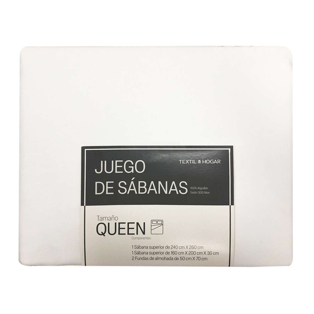 Juego Sábanas Blancas Queen Textil Hogar 300 Hilos - Algodón 