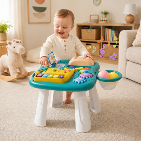 Mesa Didáctica Bebé Estimulación Temprana Luz y Sonido Verde