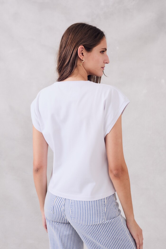 Remera Corta Lavada Blanco