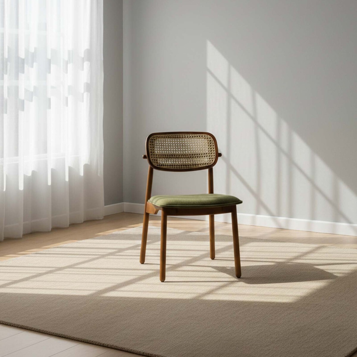 SILLA DE COMEDOR - RATTAN-Y-MADERA VERDE DANIELLE 