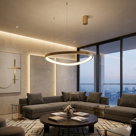 Luminaria Led Diseño triangular Dimerizable 60W, 85cm DORADO