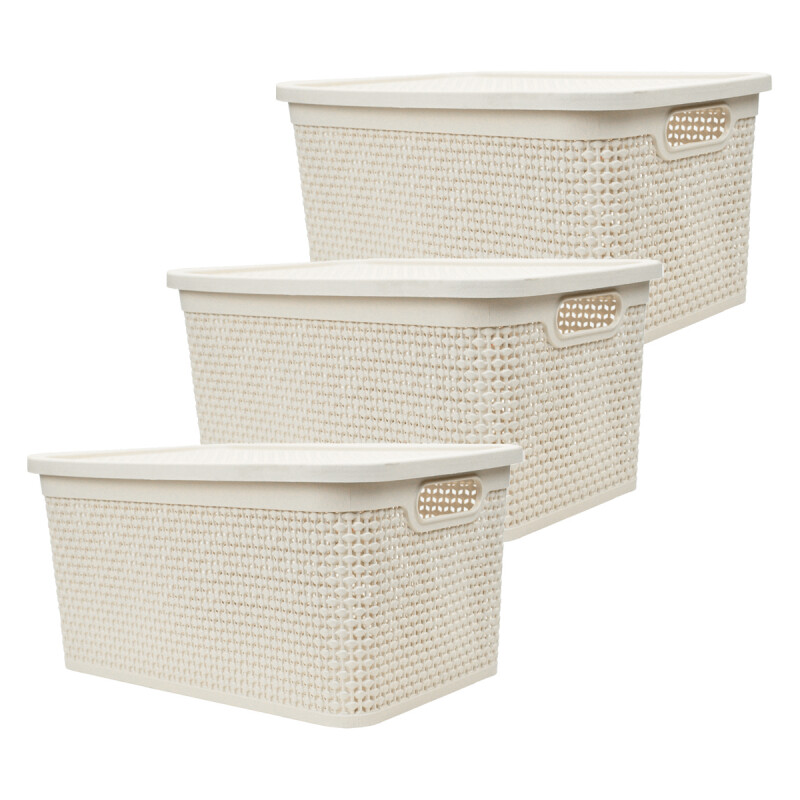 Set x3 Caja simil ratán 15 lts BEIGE