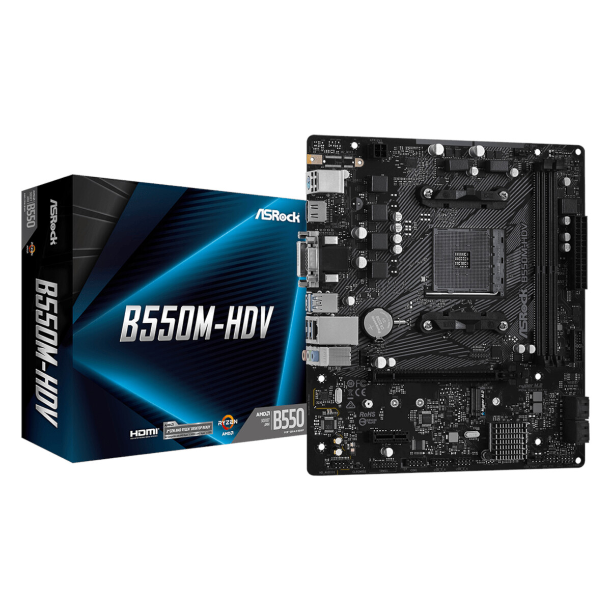 Asrock - Tarjeta Madre B550M-HDV - Socket: Amd AM4. DDR4 4733+ (Oc). Hdmi, Displayport, D-sub. 4 X S 