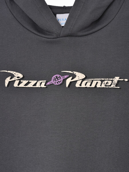 HOODIE PIZZA PLANET GRIS OSCURO