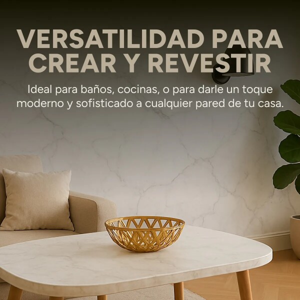 Placa PVC Símil Mármol 3mm Con Detalle Área Útil 2,20×1,22m Blanco Veteado