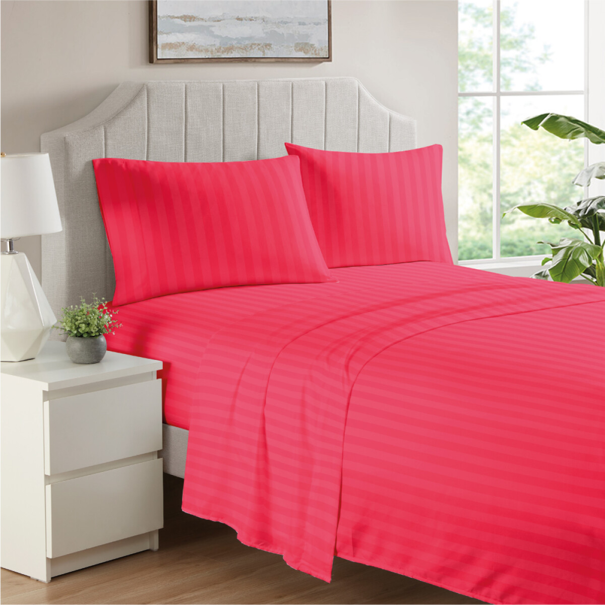 JUEGO DE SABANAS SATIN ROJA - 2 PLAZAS 