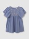 Vestido Con Bordados Azul Claro