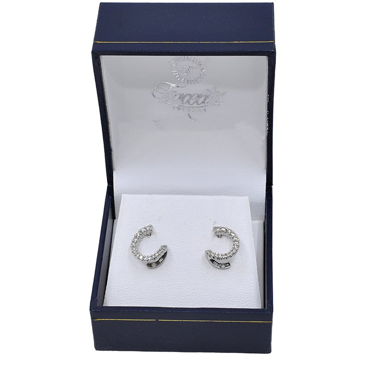 Caravanas En Oro 18K Blanco Y Brillantes 