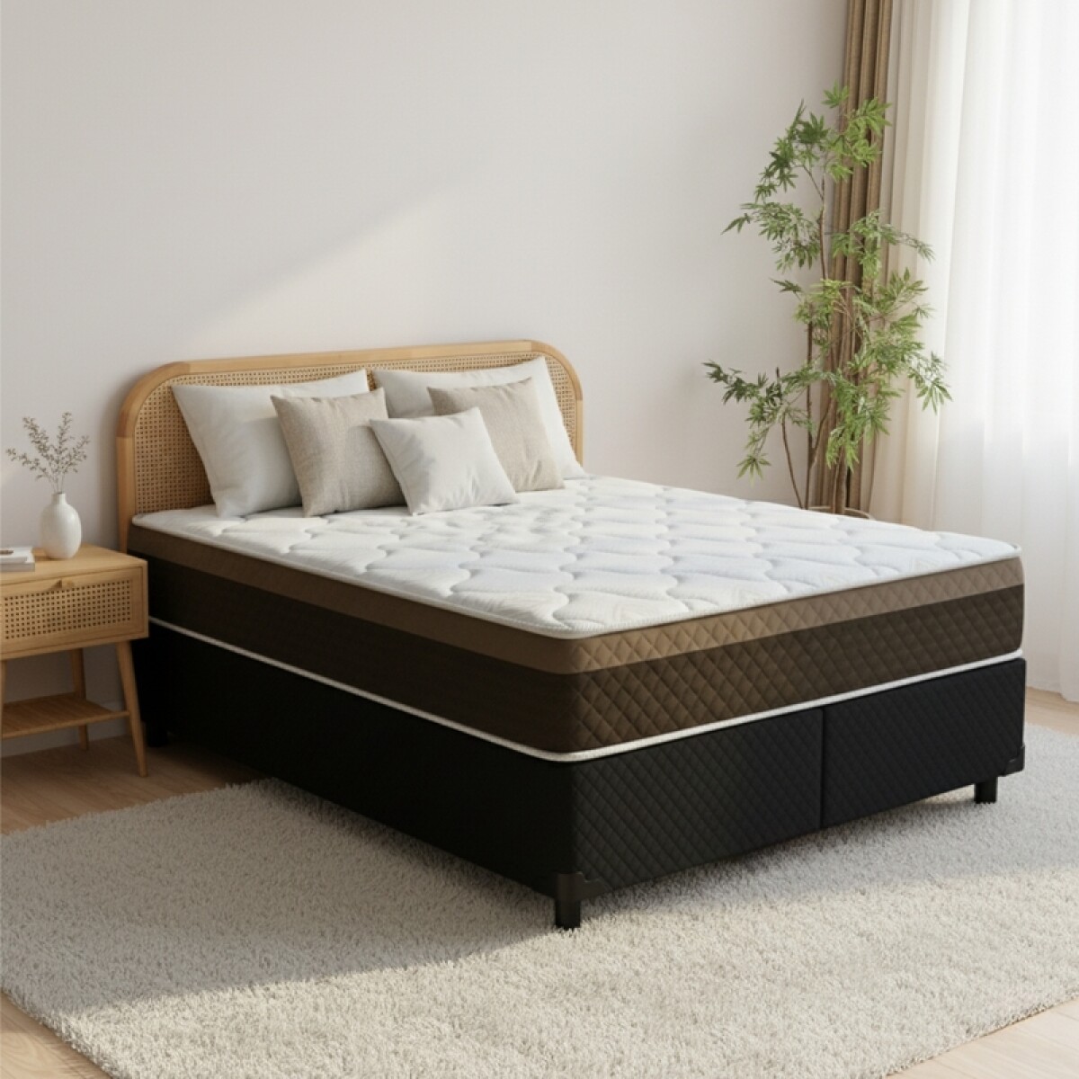 Sommier con Resortes Pocket Espuma Alta Densidad y Eurotop Soporte 130 Kg - 2 Plazas 138 cm de Ancho 