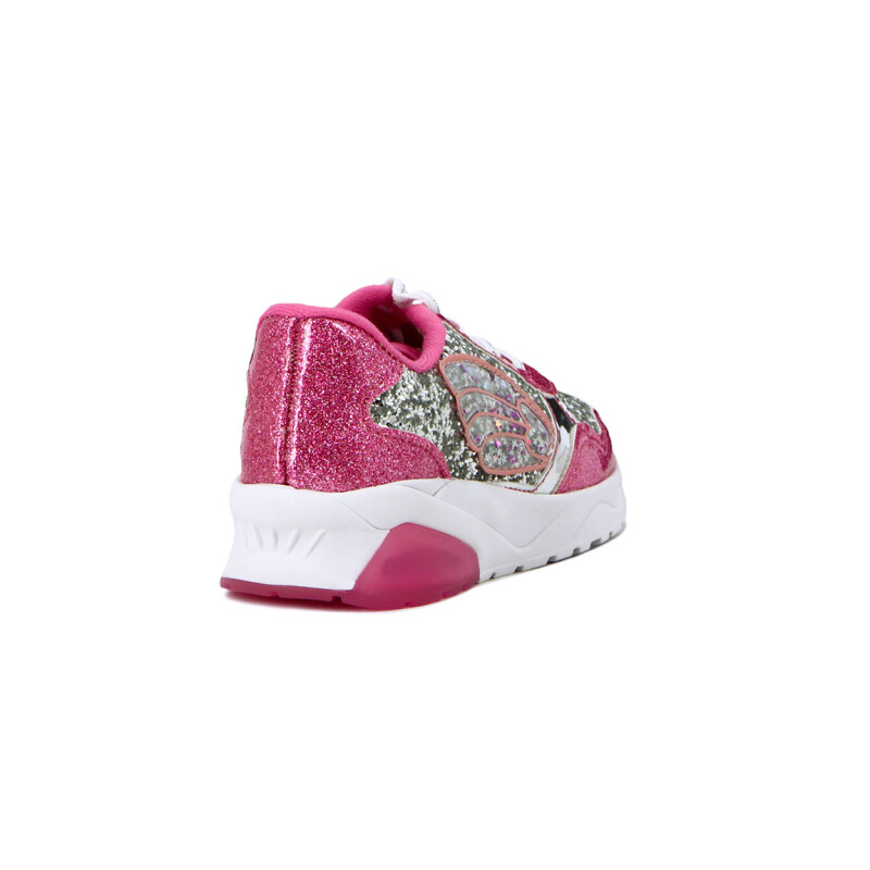 Molekinha Calzado Deportivo Acordonado C/ Luces Y Glitter Plata-rosado