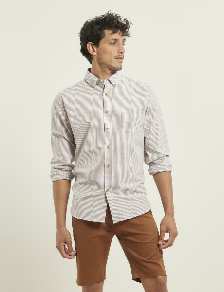 Camisa Harrington Label Kaki / Blanco