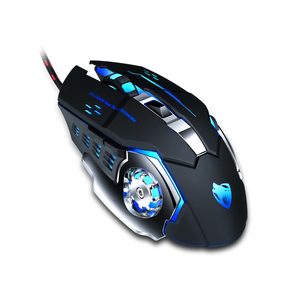 MOUSE GAMER CON CABLE TWOLF V6 BLACK SILVER 
