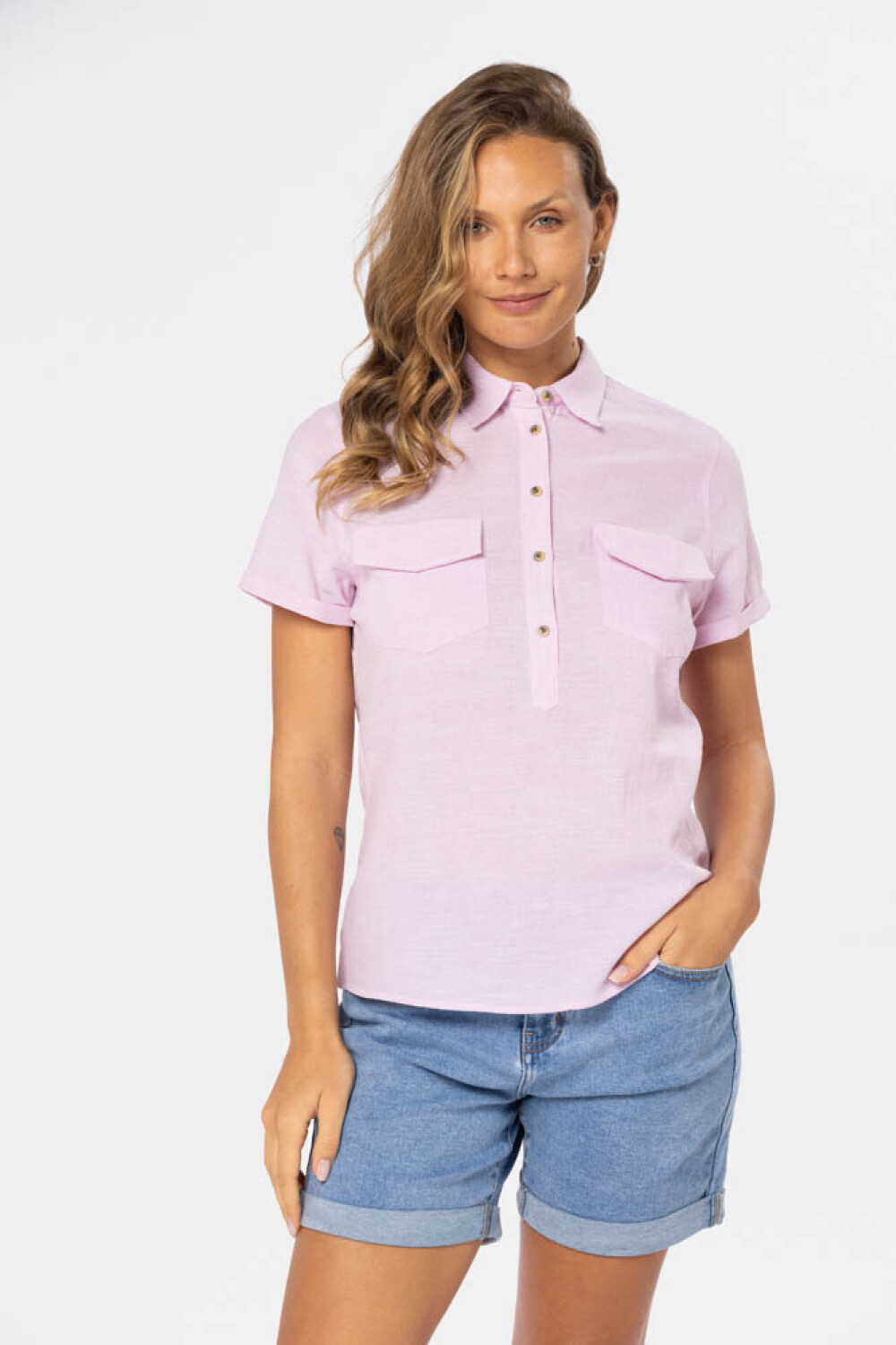 CAMISA DE LINO Rosa