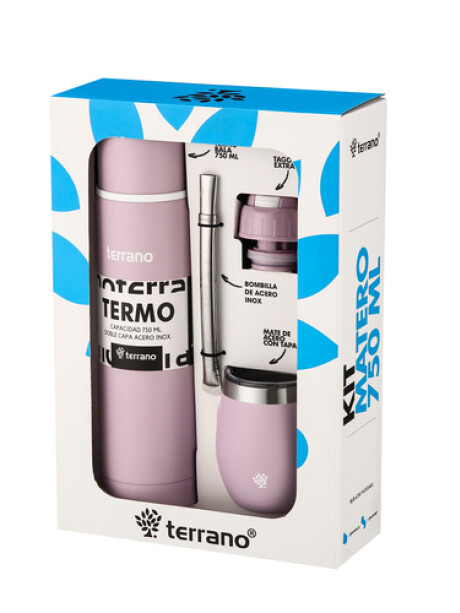Kit Termo Bala + Mate con bombilla Lila