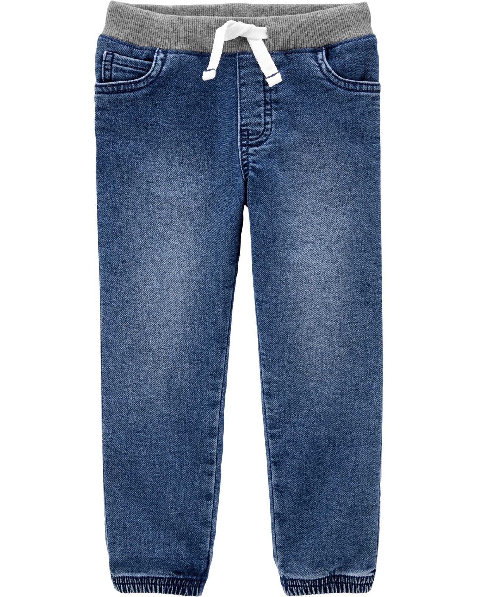 Pantalón de jean con puño de algodón y cordón Sin color
