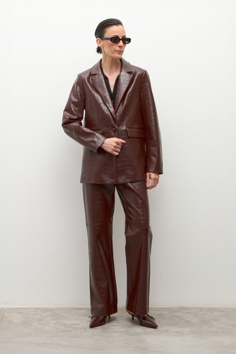 Blazer crocco eco cuero chocolate