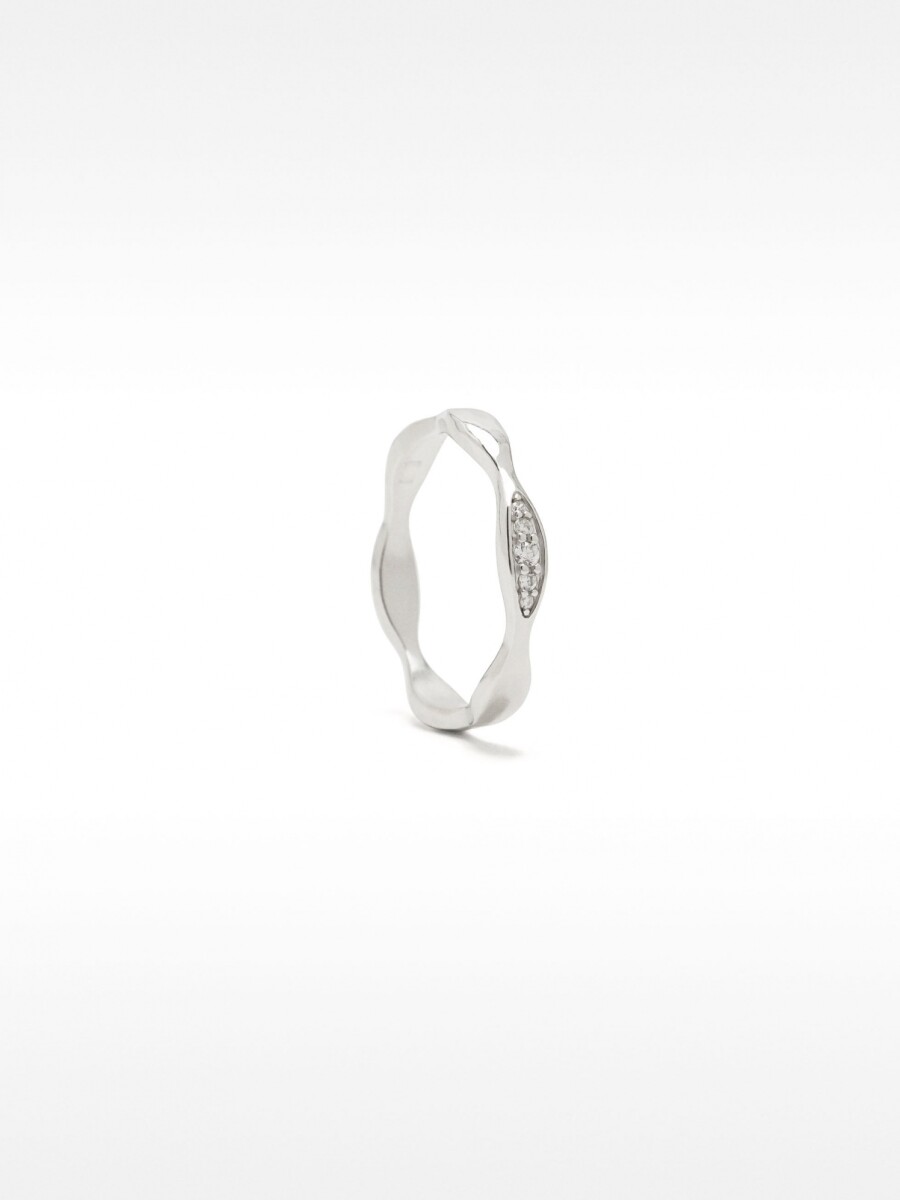 Anillo De Onda Con Circonitas – Plata De Ley 925 plateado