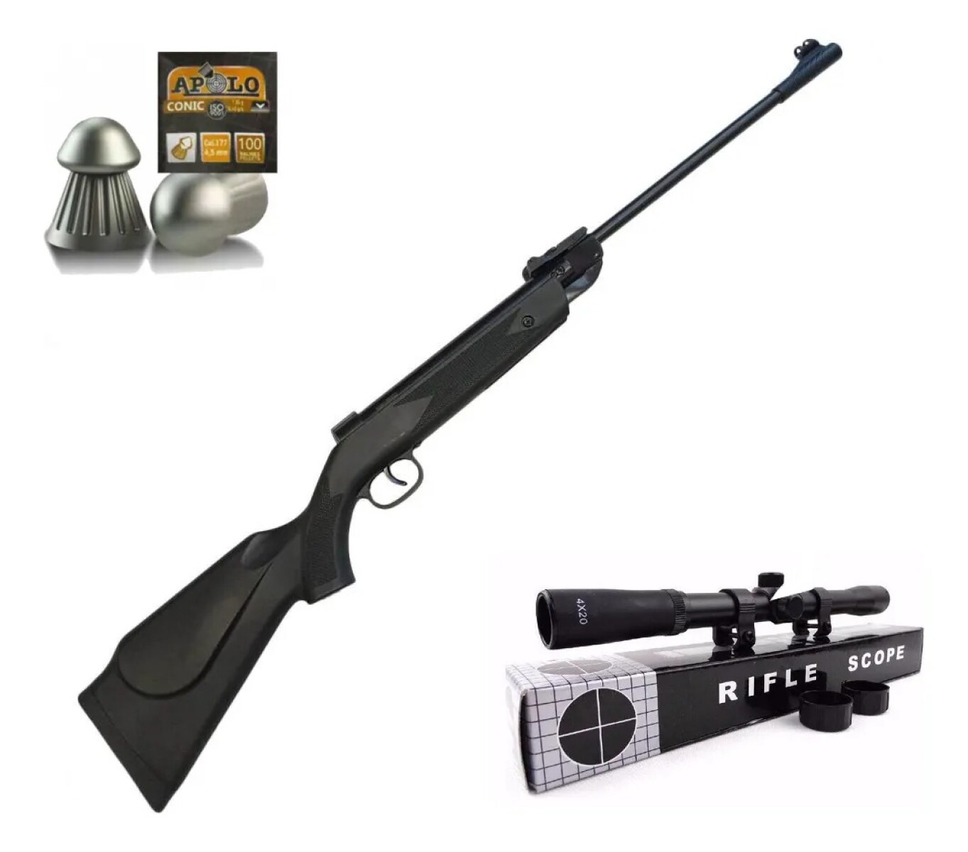 Combo Chumbera 5,5mm B1-4P con Mira 4X20 y Chumbos 