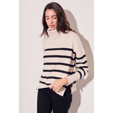 Polera Rayada Beige Melange