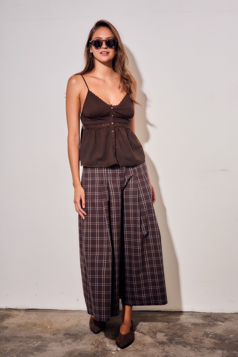 Pantalón Extra Wide Cuadros Marino