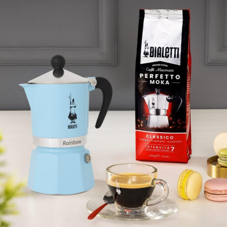 Cafetera Moka Rainbow Celeste 130ml 3 Tazas Bialetti Cafetera Moka Rainbow Celeste 130ml 3 Tazas Bialetti