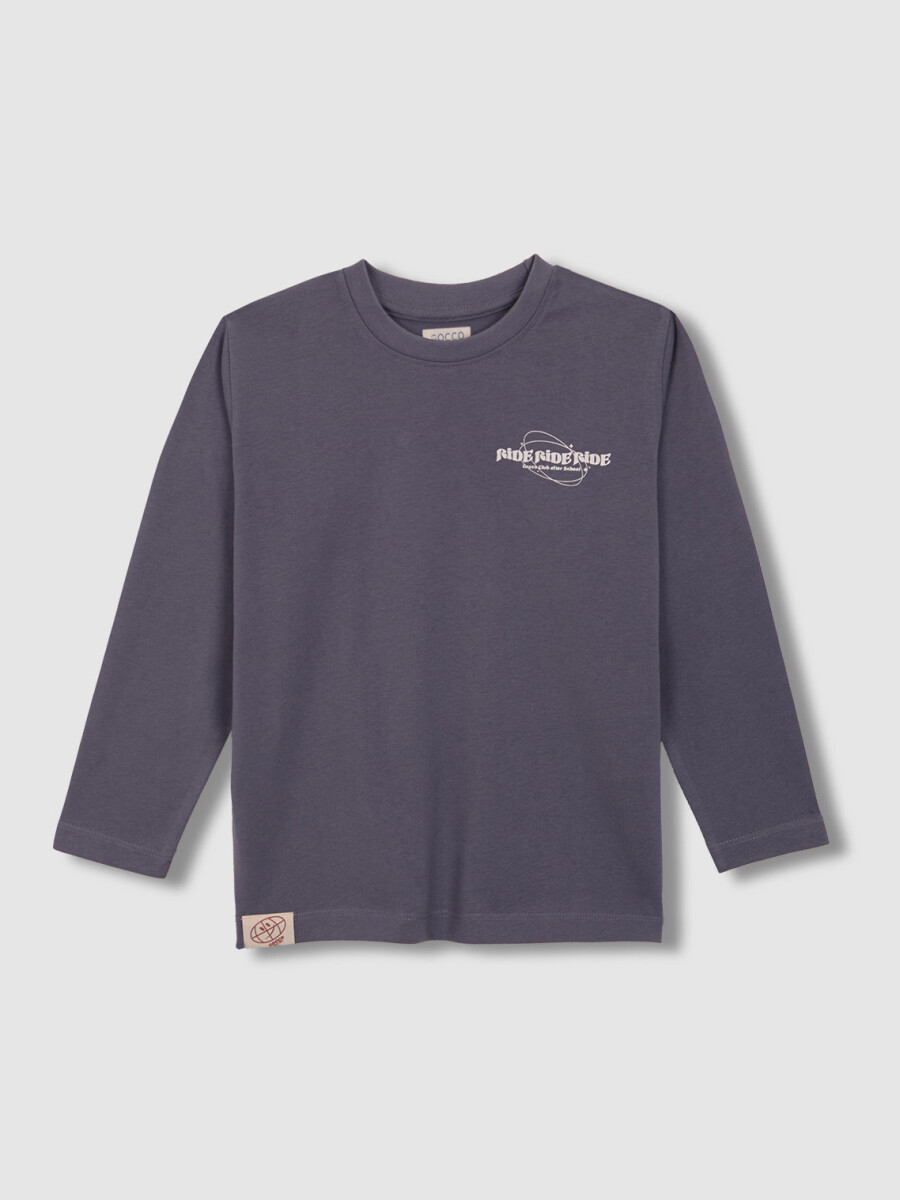 Camiseta Print Ride Gris Azulado