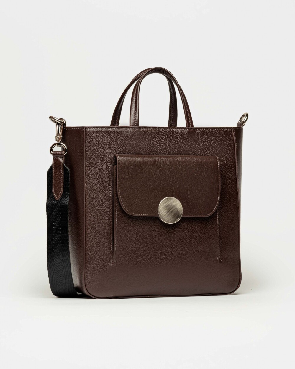 Shopper The Circle en cuero liso Chocolate
