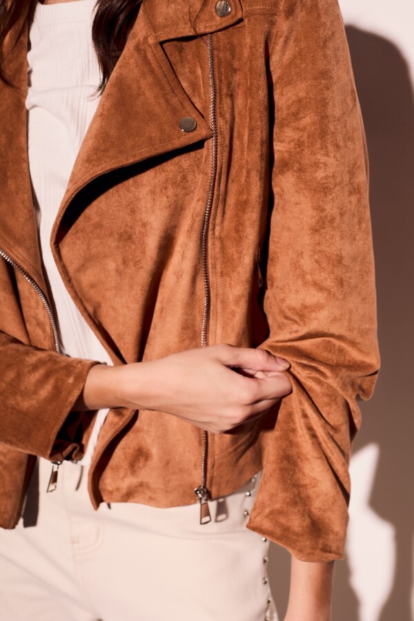 Campera Gamuza Cuero Vegano Camel