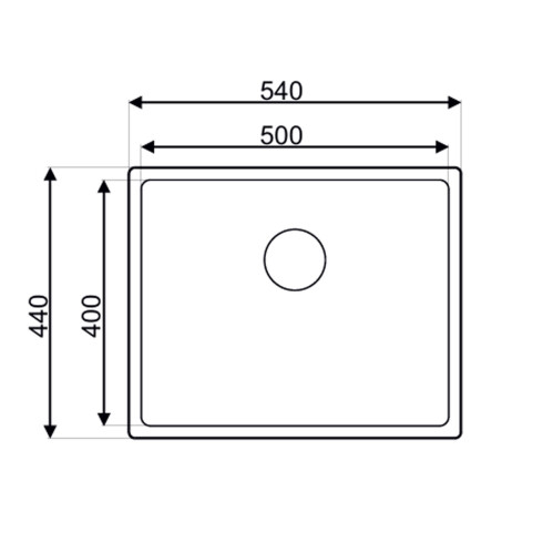PILETA SIMPLE 40x50x22.8cm R15 1.20MM C/DESAGUE Y VALVULA SATIN BRUSHED GRIS